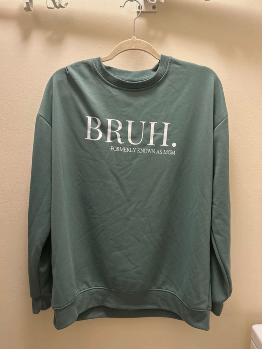 Graphic Crewneck Sweatshirt - Sage Green/ BRUH. Formerly Known as Mom